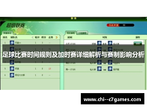 足球比赛时间规则及加时赛详细解析与赛制影响分析